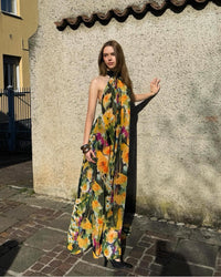 Golden Garden Halter Dress