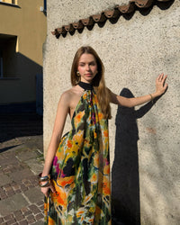 Golden Garden Halter Dress